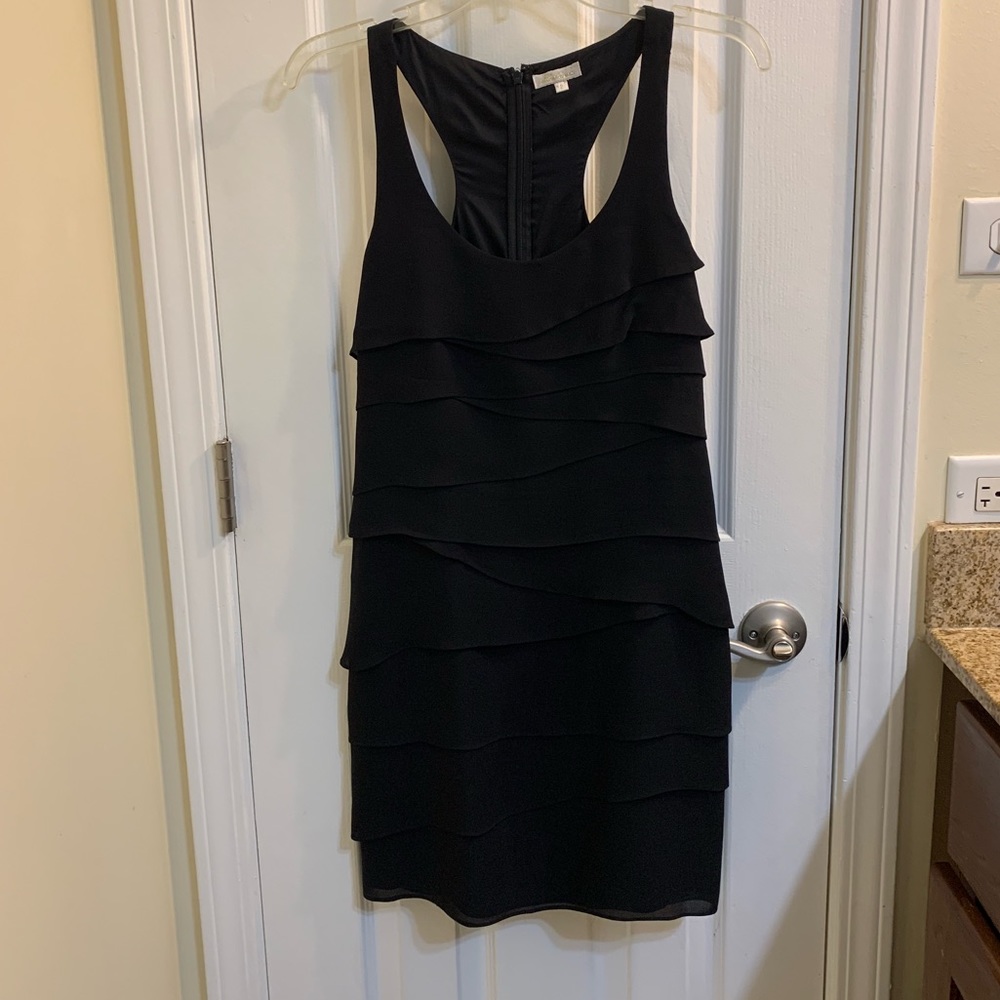 Shoshanna Black Silk Tiered Racerback Dress